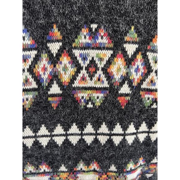Dreamers Aztec Cardigan Sweater Women Med Gray Long Open Front Southwestern Boho - Picture 9 of 10